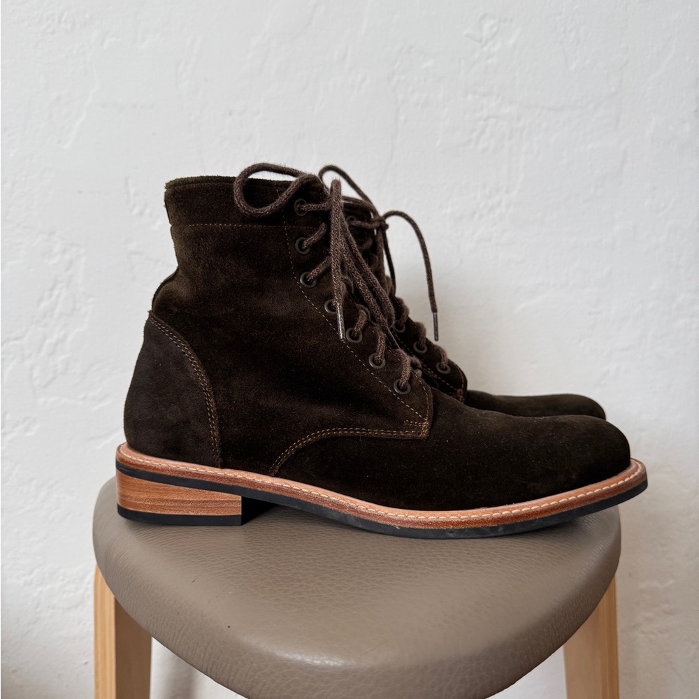 Nisolo Dark Brown Suede Lace-Up Boots